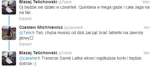 Dialog Błażeja Telichowskiego z Czesławem Michniewiczem na Twitterze