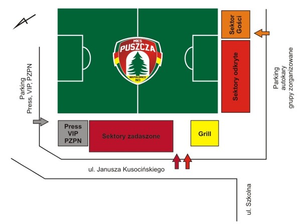 Plan Stadionu Miejskiego w Niepołomicach