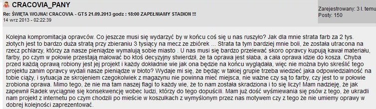 Wypowiedź kibica Cracovii