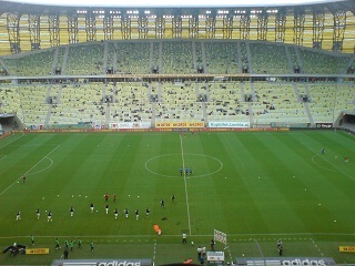 Trybuny na PGE Arenie przed meczem Lechia - Piast