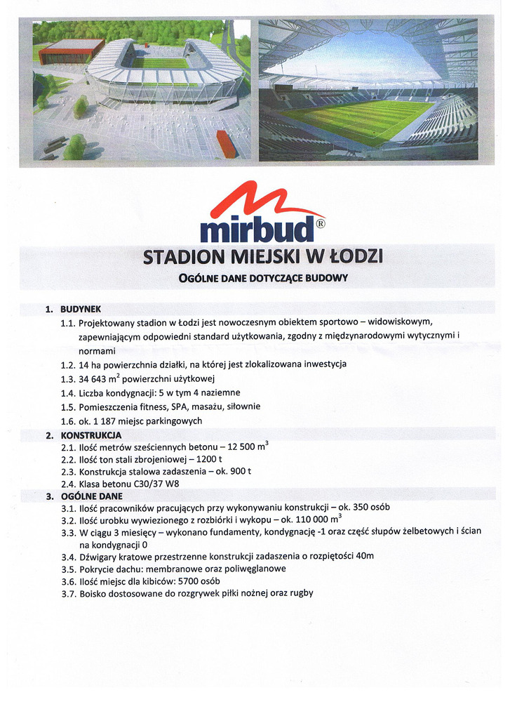 Ulotka dotycząca budowanego przy al. Unii Lubelskiej stadionu.